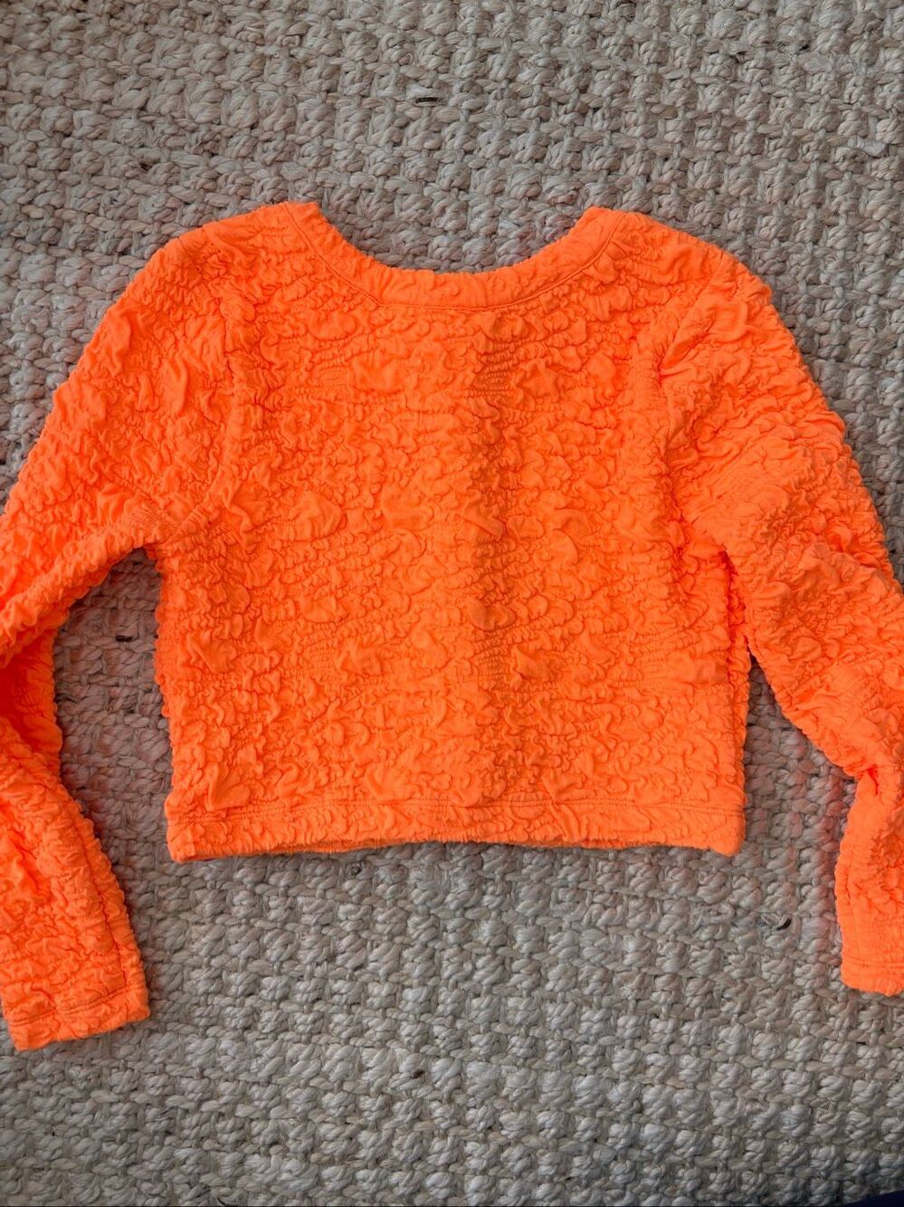 NWOT LOVESHACKFANCY Neon Tangerine Senina Crop Cardigan Sz XS, $235 D8 - Picture 7 of 9